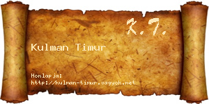Kulman Timur névjegykártya